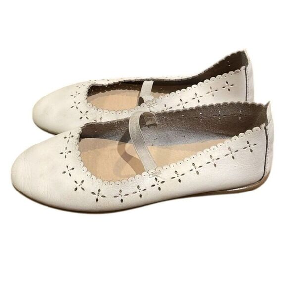 Conguitos White Washable Faux Leather Scallop Ballet Flat Shoes Girls Size EU 31 - Picture 3 of 12